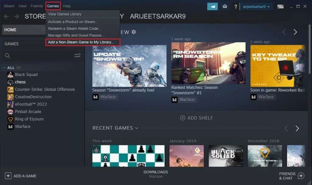 click-on-games-and-select-add-a-non-steam-game-to-my-library...-option-1024x606-1-1024x606 كيفية إضافة ألعاب Microsoft إلى Steam