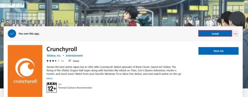 click-on-install-to-download-crunchyroll-app-from-1024x401-1-1024x401 كيفية إصلاح عدم عمل Crunchyroll