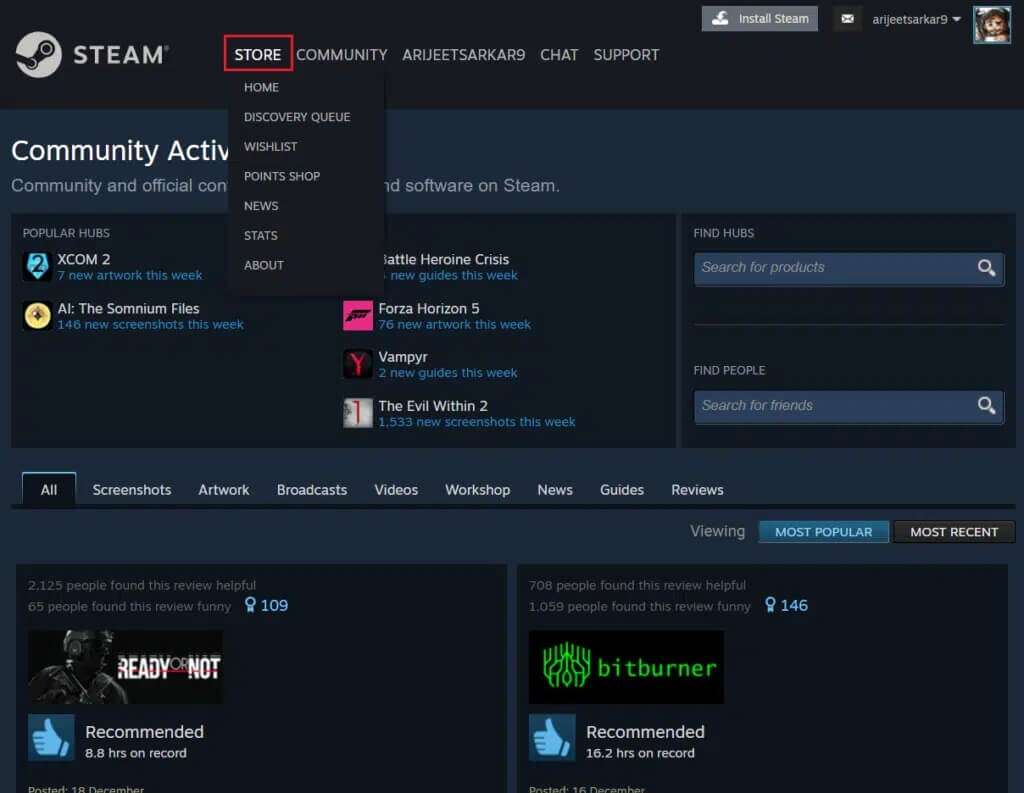 click-on-the-Store-menu-in-Steam-homepage-on-browser-1024x793-1-1024x793 كيفية تغيير صورة ملف تعريف Steam