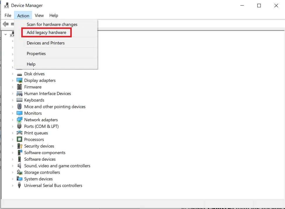 click-on-the-action-option-and-then-add-legacy-har-977x716 إصلاح عدم اكتشاف كاميرا الكمبيوتر المحمول في Windows 10