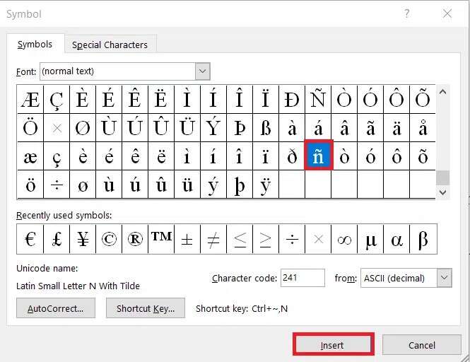 click-on-the-symbol-and-click-insert-1-1-665x512 كيفية كتابة N مع التيلدا باستخدام رمز Alt