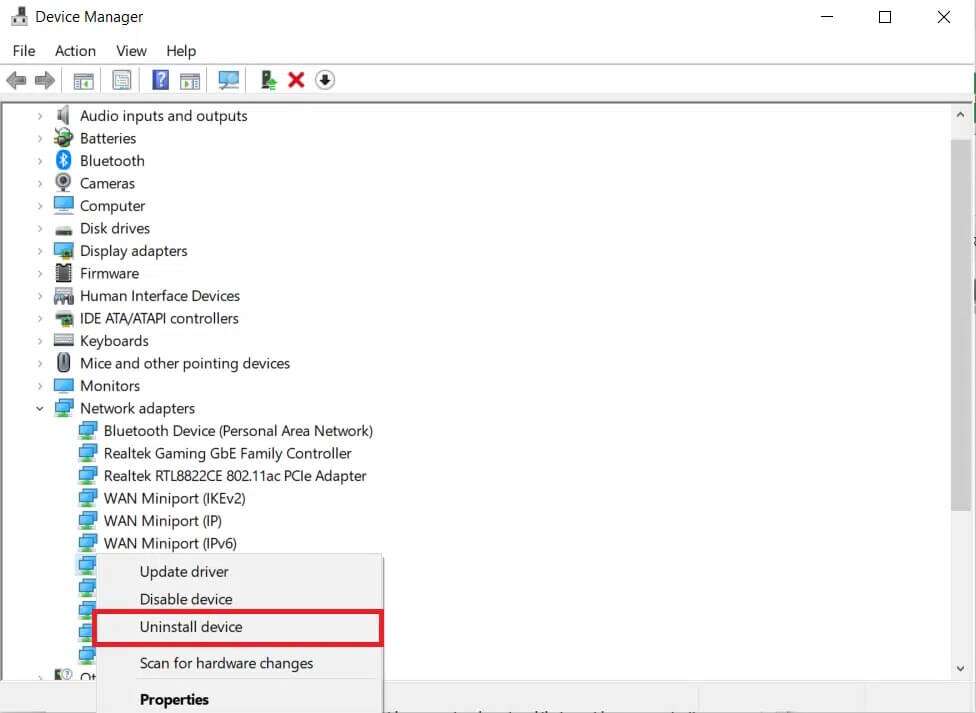 click-on-uninstall-device-1-976x713 إصلاح خطأ عدم وجود تكوين IP صالح في Ethernet