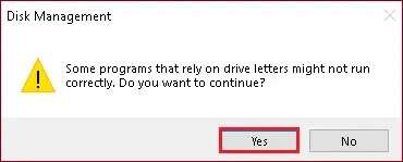 click-on-yes-in-the-confirmation-prompt--370x149 إصلاح عدم ظهور القرص الصلب في Windows 10