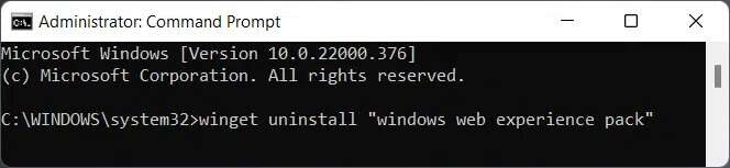 command-prompt-command-to-uninstall-widgets-664x153 كيفية إزالة Weather Widget من شريط المهام في Windows 11