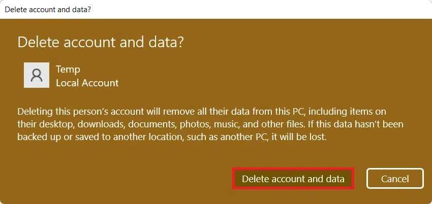 delete-account-and-data-850x402 كيفية إنشاء حساب محلي في Windows 11