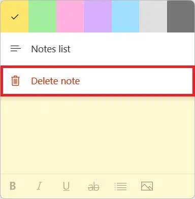 delete-note-option-in-menu--384x392 كيفية استخدام Sticky Notes في Windows 11