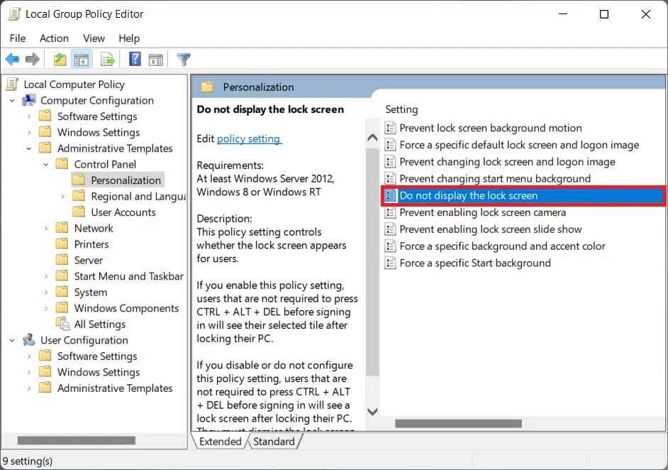 different-policies-under-personalization-942x662 كيفية تعطيل قفل الشاشة في Windows 11
