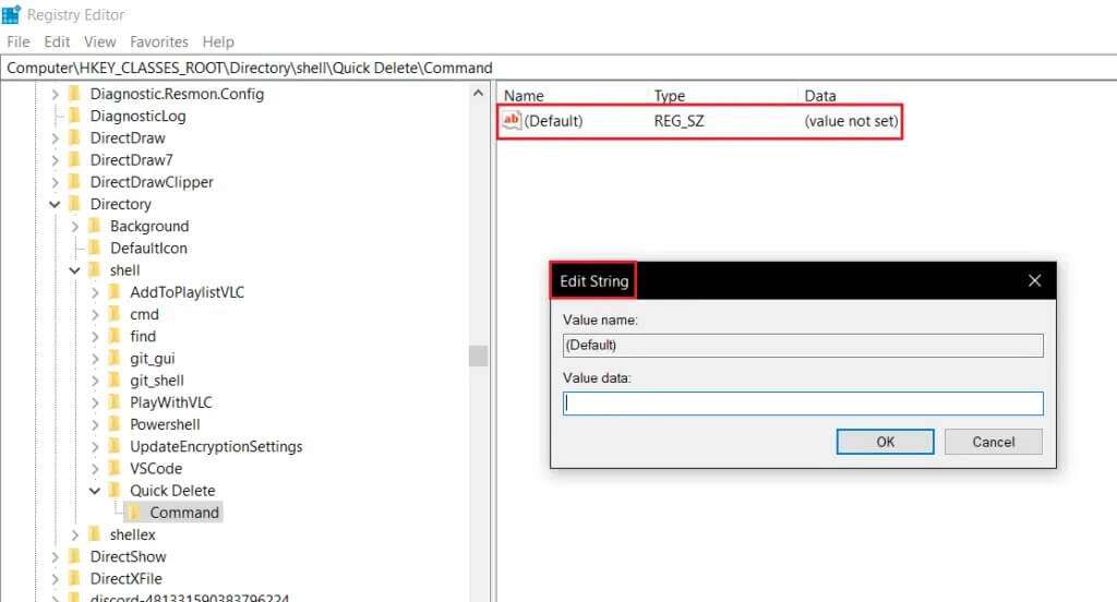 double-click-on-Default-and-Edit-String-window-will-pop-up-1024x552-1-1024x552 كيفية حذف المجلدات والمجلدات الفرعية في PowerShell