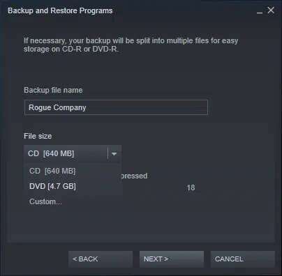 edit-your-backup-file-name-and-click-on-next-to-co-404x396 كيفية النسخ الاحتياطي لألعاب Steam
