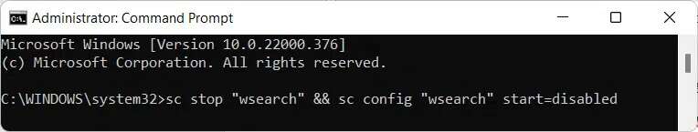 enter-command-to-disable-search-indexing-in-Windows-11-764x145 كيفية تعطيل فهرسة البحث في Windows 11
