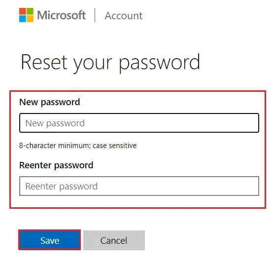 enter-new-password-and-click-on-Save-554x539 كيفية إعادة تعيين كلمة مرور حساب Microsoft