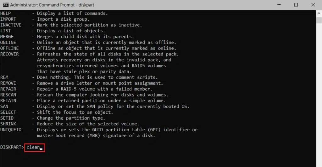 execute-clean-command-in-cmd-or-command-prompt-diskpart-1024x533-1-1024x533 إصلاح عدم ظهور القرص الصلب في Windows 10