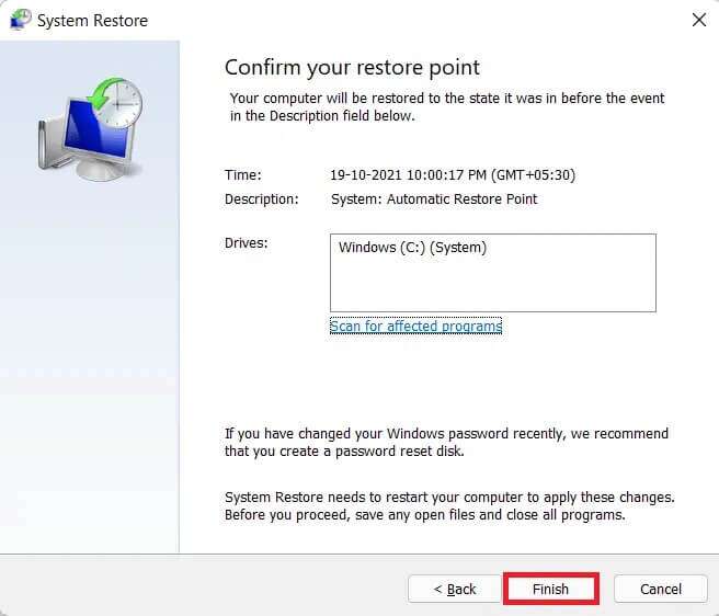 finishing-configuring-restore-point-656x562 إصلاح خطأ فادح في العمليات الحرجة على Windows 11