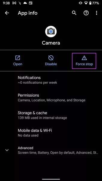 force-stop-camera-fix-camera-not-working-on-android_7c4a12eb7455b3a1ce1ef1cadcf29289-340x605 أفضل 7 طرق لإصلاح عدم عمل تطبيق الكاميرا على Android