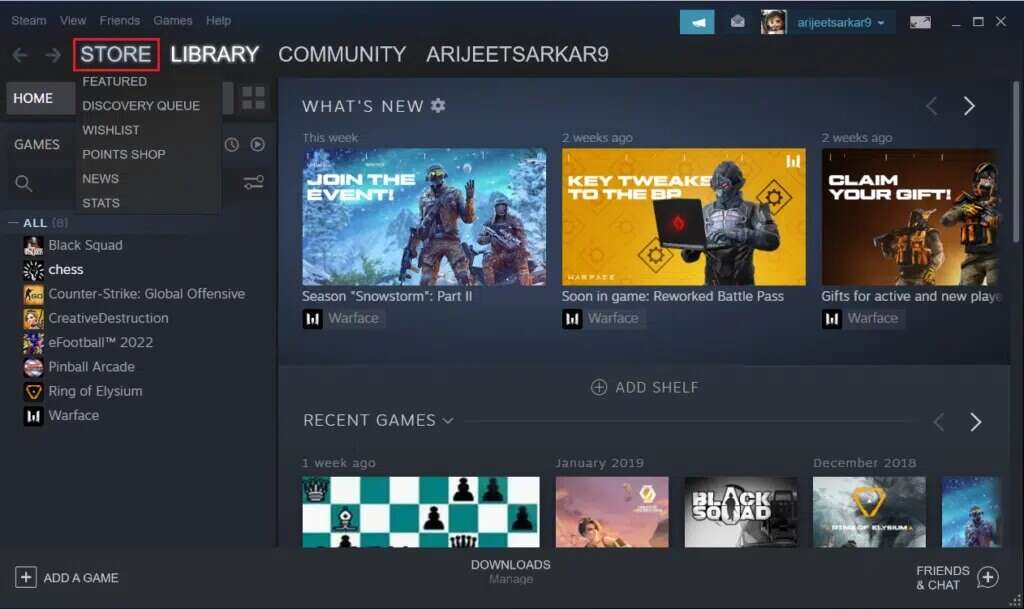 go-to-Store-menu-in-Steam-app-1024x609-1-1024x609 كيفية تغيير صورة ملف تعريف Steam