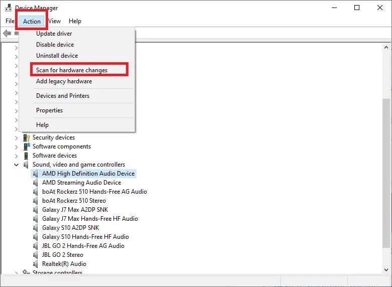 go-to-action-greater-scan-for-hardware-changes-781x572 إصلاح خطأ عدم وجود تكوين IP صالح في Ethernet
