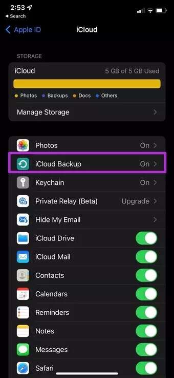 go-to-iCloud-backup-menu_7c4a12eb7455b3a1ce1ef1cadcf29289-340x736 أفضل 9 طرق لإصلاح عدم قيام iPhone بالنسخ الاحتياطي على iCloud