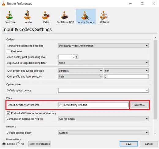 go-to-input-codecs-tab-and-locate-record-directo-519x484 كيفية قص الفيديو في Windows 10 باستخدام VLC
