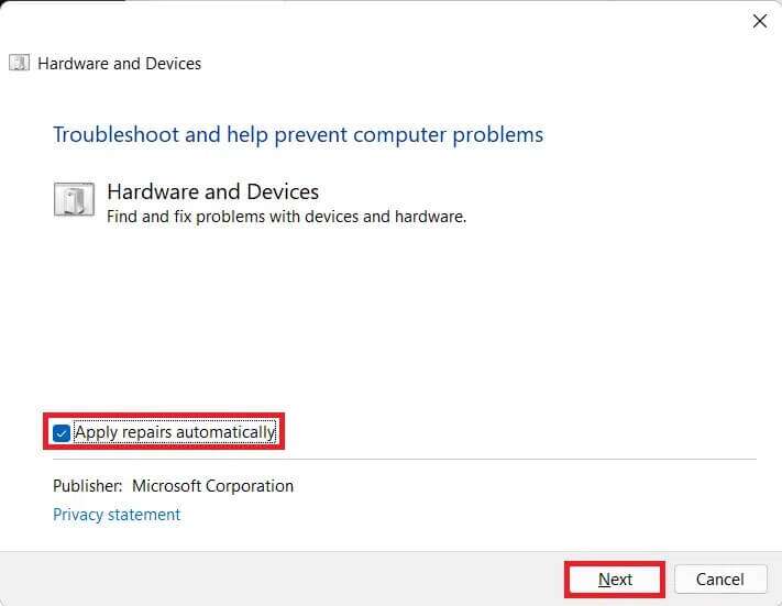 hardware-and-devices-troubleshooter-711x551 إصلاح خطأ فادح في العمليات الحرجة على Windows 11