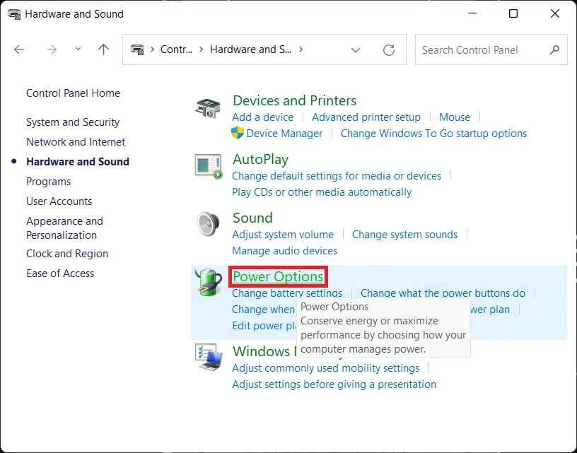 hardware-and-sound-window-816x641 كيفية تمكين وضع الإسبات في Windows 11