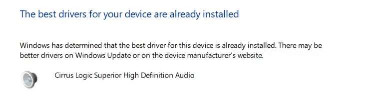 if-the-audio-drivers-are-updated-already-it-shows-747x199 إصلاح خطأ عدم تثبيت أجهزة الصوت على Windows 10