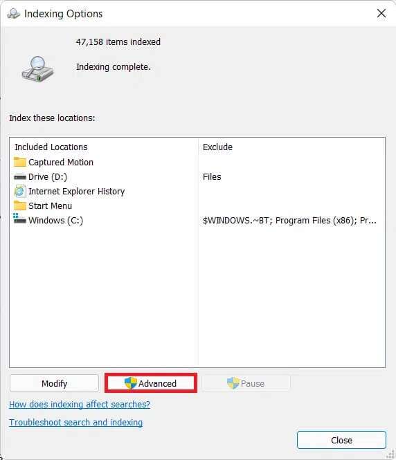 index-options-dialog-box-572x665 كيفية تكوين خيارات الفهرسة على Windows 11