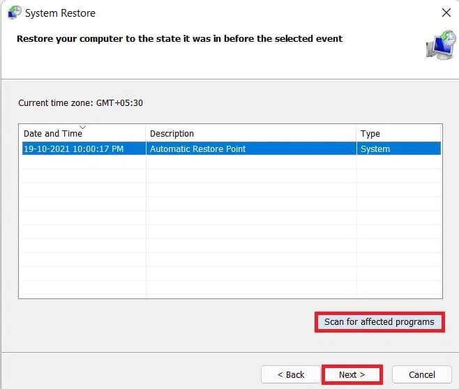 list-of-available-restore-points-658x558 إصلاح خطأ فادح في العمليات الحرجة على Windows 11
