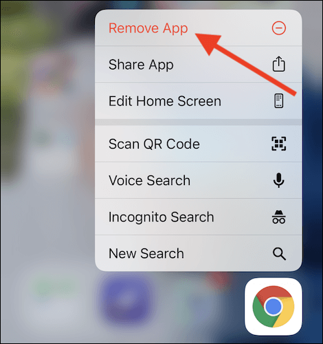 long-press-on-the-chrome-icon-and-then-tap-the-remove-app-option كيفية تثبيت أو إلغاء تثبيت متصفح Google Chrome