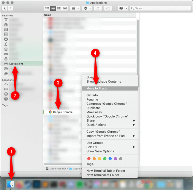 macOS-Move-Chrome-to-Trash-1 كيفية تثبيت أو إلغاء تثبيت متصفح Google Chrome