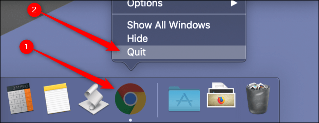 macOS-Quit-Chrome كيفية تثبيت أو إلغاء تثبيت متصفح Google Chrome