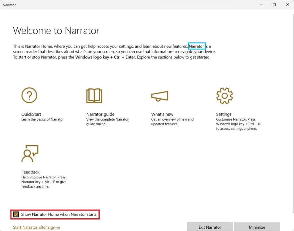 narrator-home-1024x803-1-1024x803 كيفية تمكين تنبيه Narrator Caps Lock في Windows 11