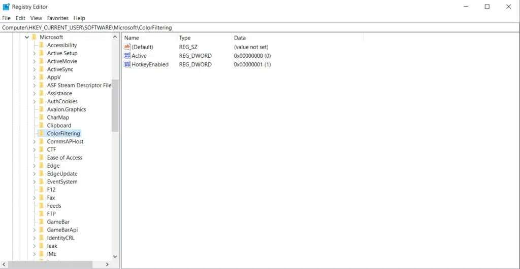 navigate-to-the-following-path-computer-hkey_curr-1024x531-1-1024x531 كيفية تحويل الشاشة إلى الأبيض والأسود في Windows 10