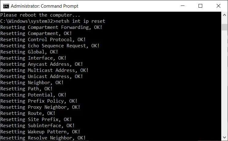 netsh-int-ip-reset-743x459 إصلاح خطأ عدم وجود تكوين IP صالح في Ethernet