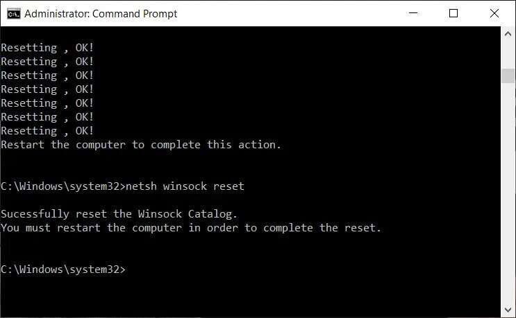 netsh-winsock-reset-743x459 إصلاح خطأ عدم وجود تكوين IP صالح في Ethernet