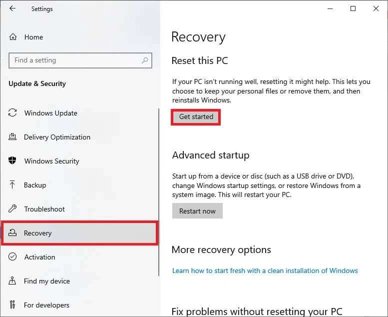 now-select-the-recovery-option-from-the-left-pane-1-777x634 7 طرق لإصلاح أخطاء شاشة الموت الزرقاء في iaStorA.sys على Windows 10