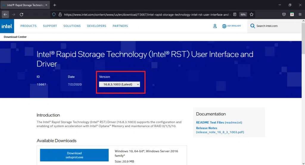 on-the-download-page-you-can-choose-the-latest-ver-1024x553-1-1024x553 7 طرق لإصلاح أخطاء شاشة الموت الزرقاء في iaStorA.sys على Windows 10