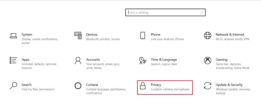 press-windows-and-i-keys-together-then-select-privacy-settings-1024x429-1-1024x429 إصلاح عدم اكتشاف كاميرا الكمبيوتر المحمول في Windows 10