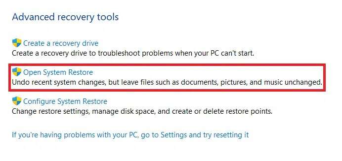 recovery-option-in-control-panel-2-692x327 إصلاح خطأ فادح في العمليات الحرجة على Windows 11