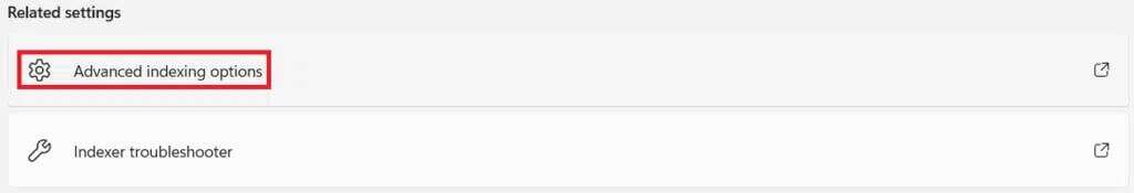 related-settings-section-in-the-searching-windows-1024x175-1-1024x175 كيفية تكوين خيارات الفهرسة على Windows 11