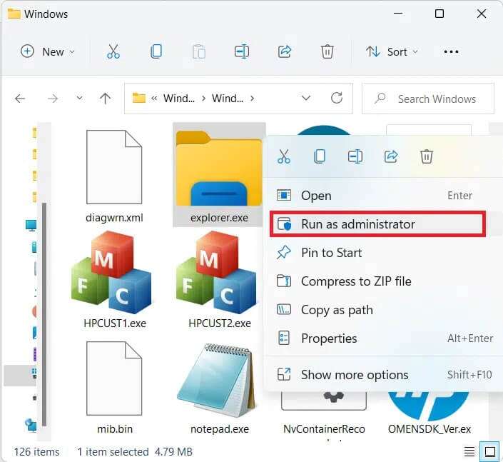 right-click-context-menu-in-file-explorer-705x647 كيفية تشغيل مستكشف الملفات كمسؤول في Windows 11