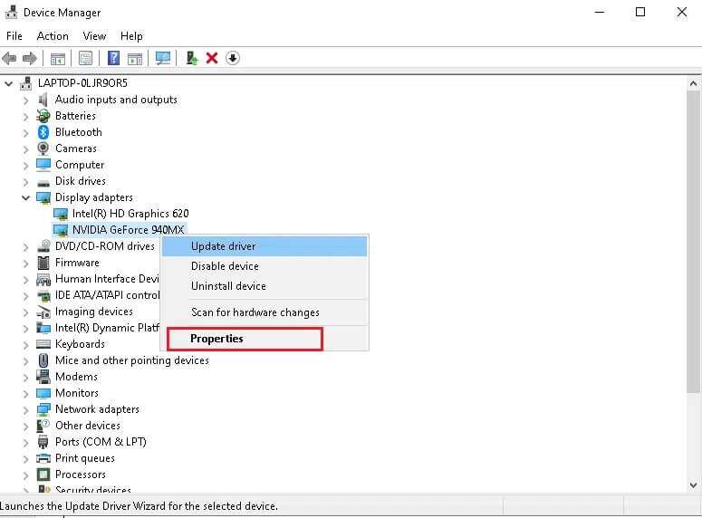 right-click-on-nvidia-geforce-940mx-and-select-pro-775x572 إصلاح فشل nvlddmkm.sys في Windows 10