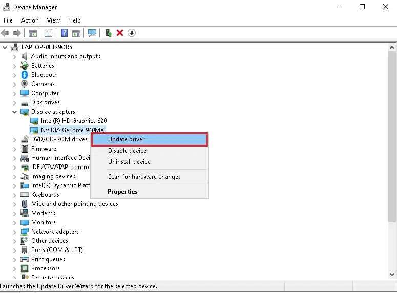 right-click-on-nvidia-geforce-940mx-and-select-upd-775x572 إصلاح فشل nvlddmkm.sys في Windows 10