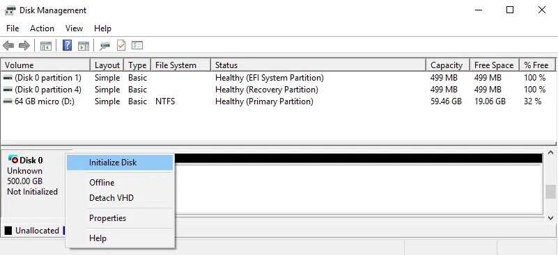 right-click-on-that-partition-select-initialize-d-801x367 إصلاح عدم ظهور القرص الصلب في Windows 10