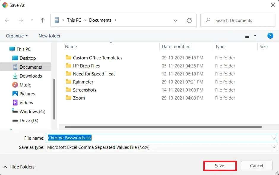 saving-csv-file-containing-passwords-940x589 كيفية تصدير كلمات المرور المحفوظة من Google Chrome