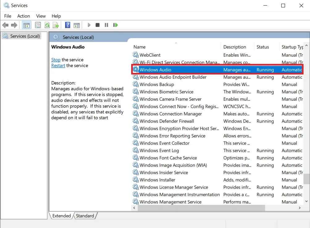 scroll-through-the-services-window-double-click-w-1004x738 إصلاح خطأ عدم تثبيت أجهزة الصوت على Windows 10