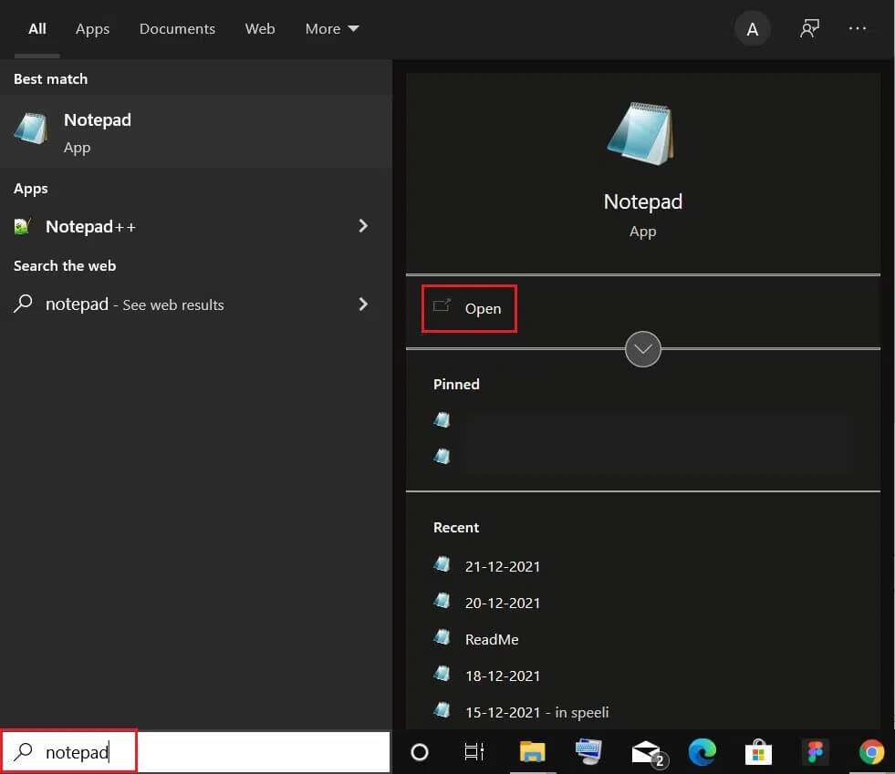 search-notepad-in-windows-search-bar-and-click-open-981x849 كيفية حذف المجلدات والمجلدات الفرعية في PowerShell