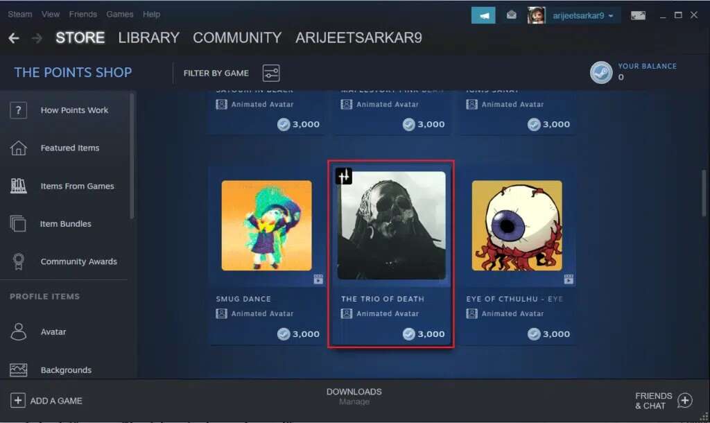 select-an-animated-avatar-in-avatar-points-shop-menu-on-the-Steam-app-1024x610-1-1024x610 كيفية تغيير صورة ملف تعريف Steam