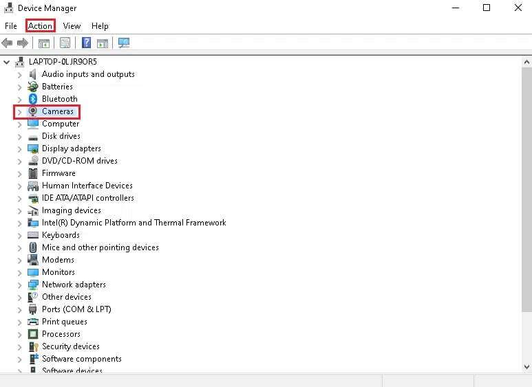 select-cameras-from-the-list-and-click-on-action-i-773x563 إصلاح عدم اكتشاف كاميرا الكمبيوتر المحمول في Windows 10