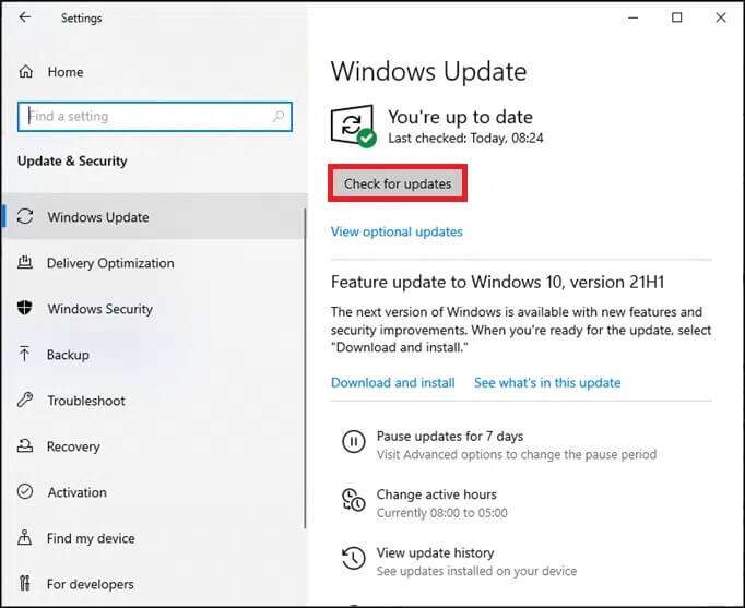 select-check-for-updates-from-the-right-panel--682x557 إصلاح عدم ظهور القرص الصلب في Windows 10