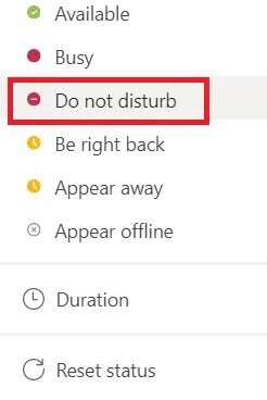 select-do-not-disturb-from-the-drop-down-list--246x368 كيفية إيقاف إشعارات Microsoft Teams المنبثقة